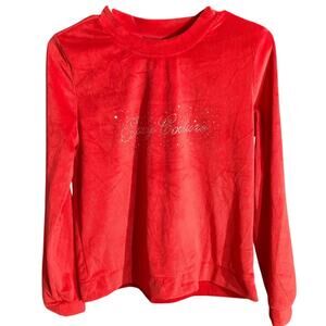 Juicy Couture Girls Size S Long Sleeve Top – Velour, Rhinestone Logo, Sleepwear